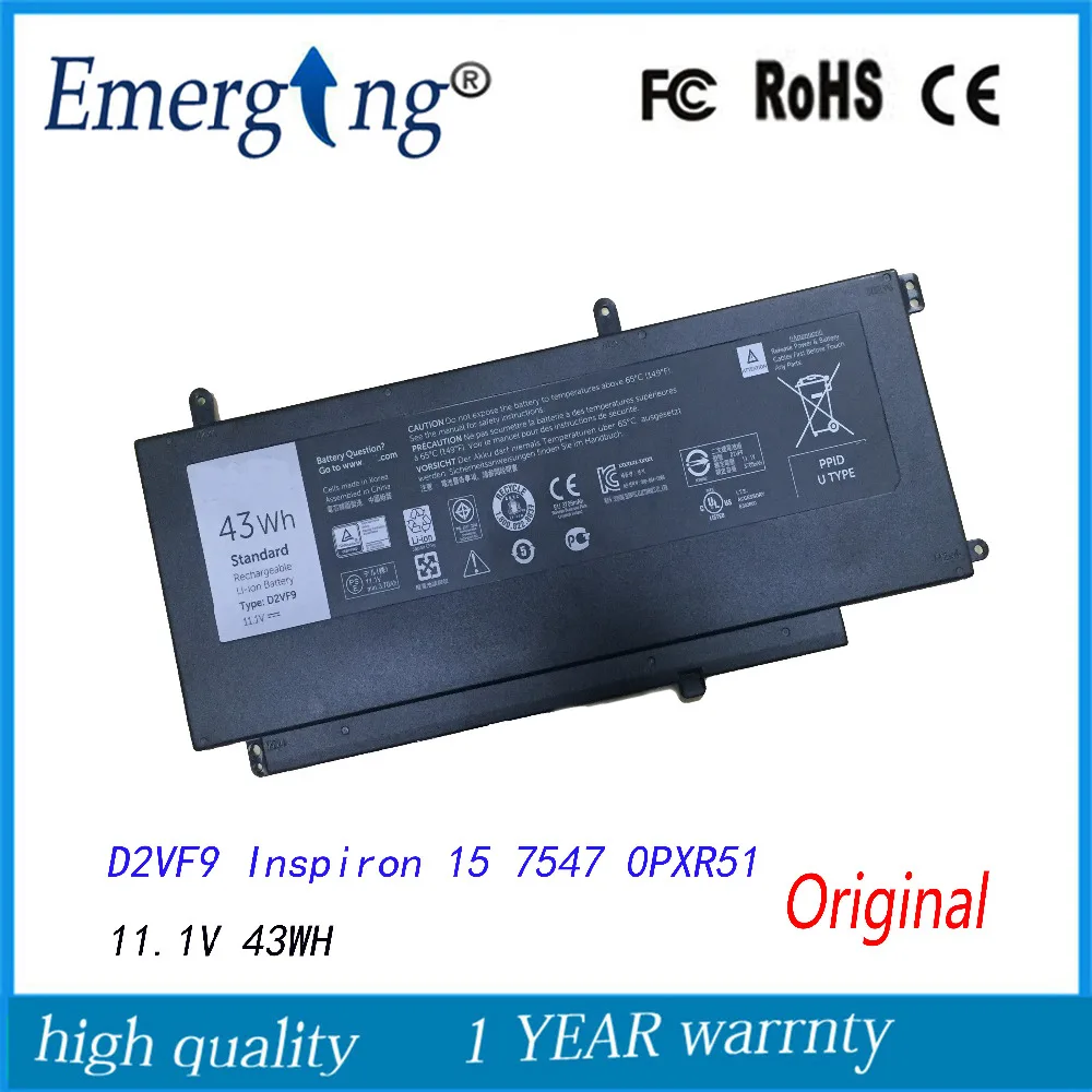 11 1 В 43Wh новый оригинальный аккумулятор для ноутбука Dell Inspiron 15 7547 0PXR51 D2VF9 |