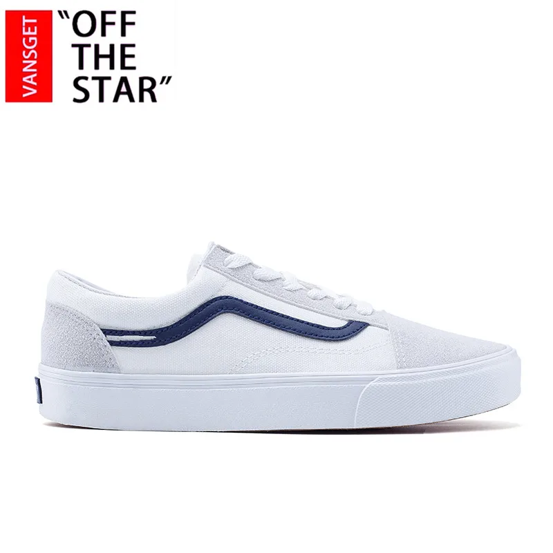 

VANSGET low-top CLASSICS old Unisex MEN WOMEN'S skool white blue canvas shoes Sports Skateboarding shoes sneakers Free shipping