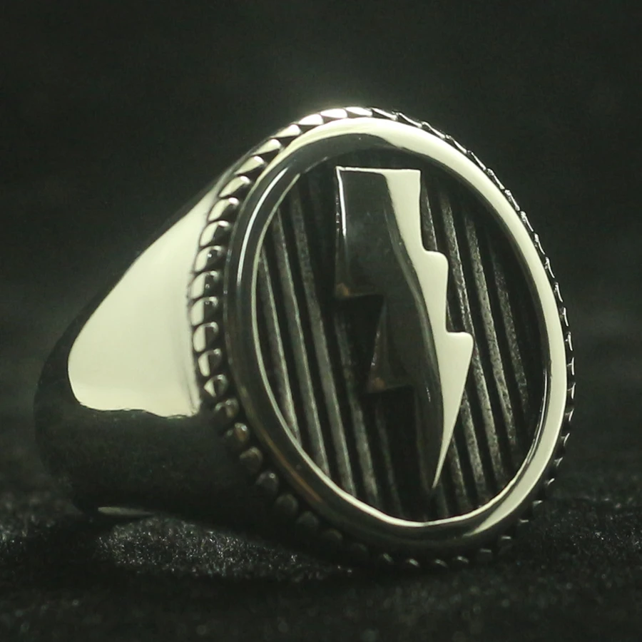Mens Boys 316L Stainless Steel Cool Lightning Fashion Ring Newest 4