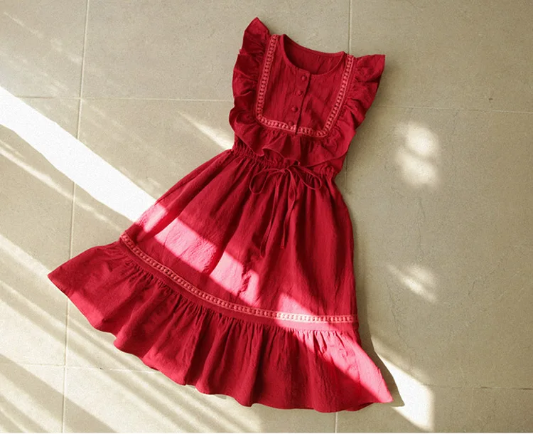 2019 nova marca meninas vestido de verão folha de lótus algodão puro bebê vestido de renda crianças princesa crianças vestido pai filho vestido