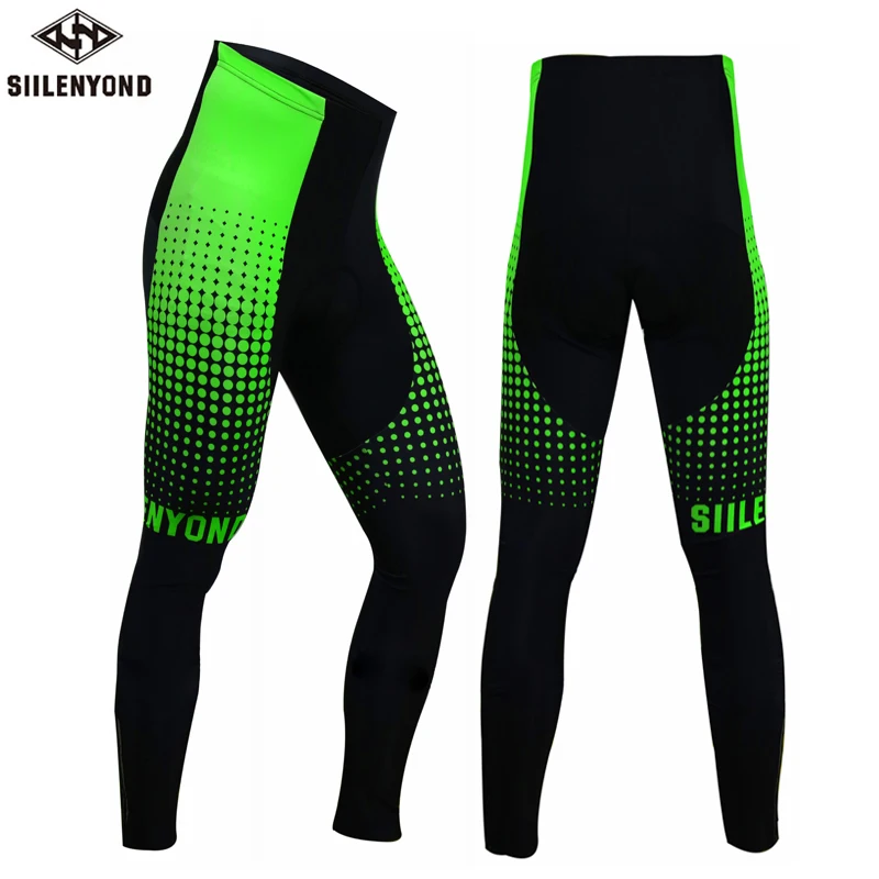 Flour Green Pants Siilenyond, зимний комбинезон для велоспорта, профессиональные мужские велосипедные колготки для горного велосипеда с 3D гелевой подкладкой, штаны для велоспорта - Цвет: Flour Green Pants