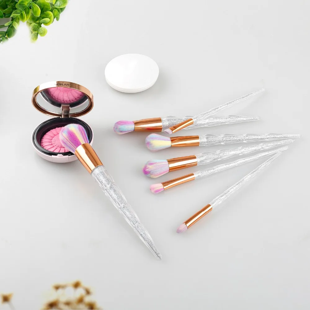 

7piece pink diamond makeup brush set Pincel Maquiagem complete set of cosmetics beauty tools with leather case