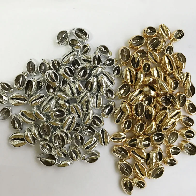 

Exquisite Gold Cowry Silver Shell Freeform Conch Pendant in Gold Bracelet Connector Golden Cowrie Beads for Screw Jewelry Making