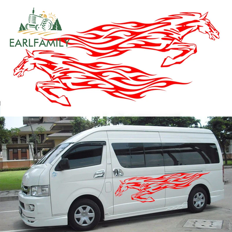 

EARLFAMILY 146.5cm x 43cm Fine Galloping Horse Courageously Pioneering Car sticker for Camper Van RV Trailer Styling Vinyl Decal