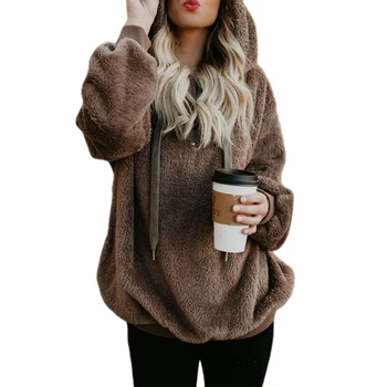 

Vintage Solid Pocket Streetwear Plus Size Hoodies Sweatshirt Women Oversize Winter Fleece Zipper Warm Loose Pullover Tops