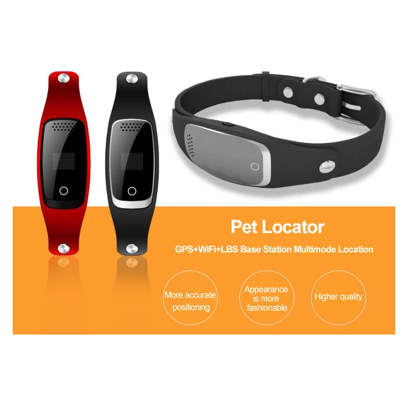 

Mini Waterproof Silicon Pets Collar GPS GSM GPRS Tracker Real time Locator GPS+LBS+WIFI Location for Dog Cat Tracking Geofence