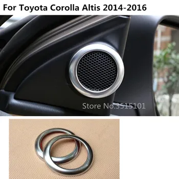 

Car ABS chrome Car frame inner A column Audio Speak Sound Cover Ring circle lamp trim For toyota Corolla Altis 2014 2015 2016