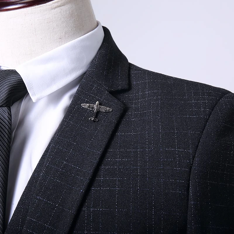 TIAN QIONG, Брендовые мужские костюмы из трех предметов, последняя мода, мужские костюмы, приталенный мужской свадебный костюм, синий, черный пиджак, брюки, жилет
