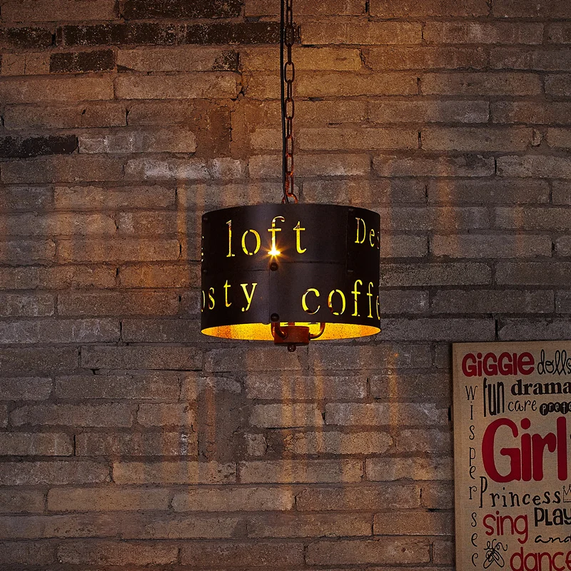 

large size Metal carving english Letter Loft iron pendant Light. Bar aisle cafe Restaurant retro lamp Lighting Decoration