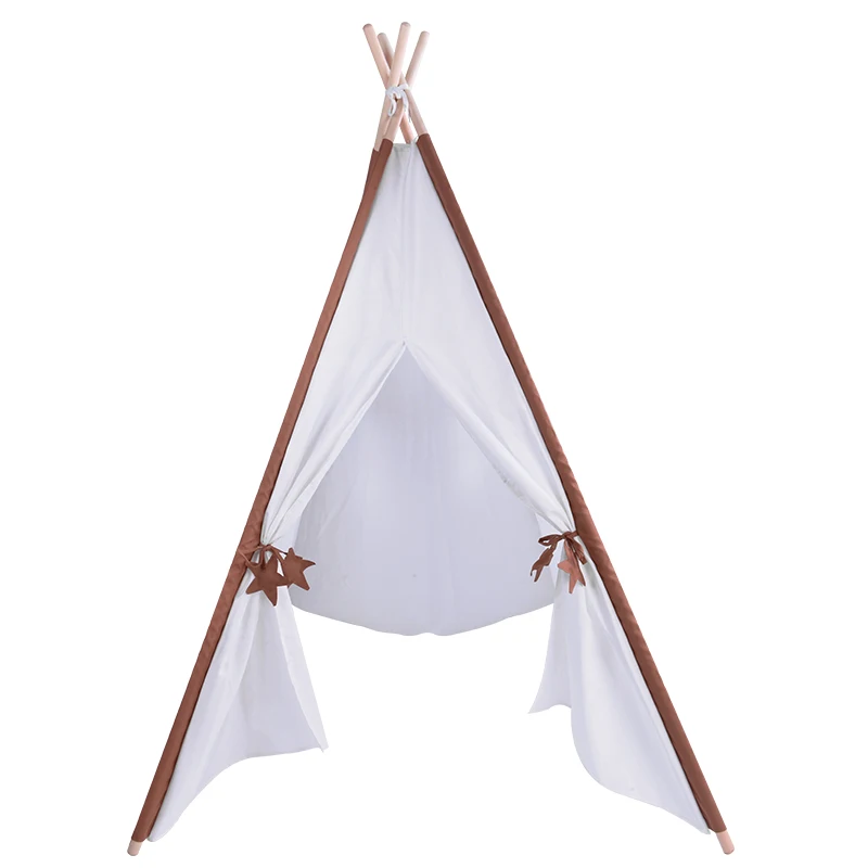 Детская палатка Tipi из ткани Оксфорд, Детская Вигвама, домик для детей Wigwam, игровая комната для детей, игрушки, реквизит для фотосъемки - Цвет: Coffee