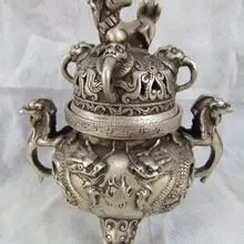 Винтаж китайской династии серебряные драконы скульптуры Ладан курильница