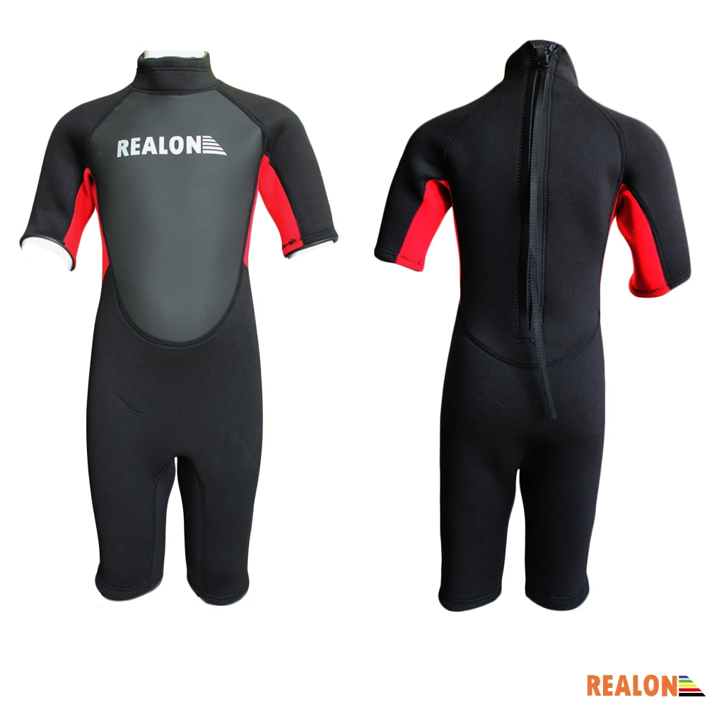 Kids Neoprene 3MM Swimming Rowing Surf Wear Diving Clothes Red Shorty