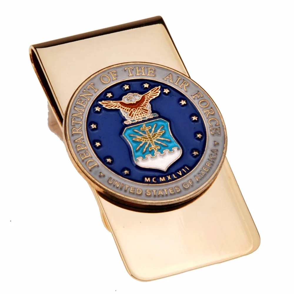 US UNITED STATES DEPARTMENT OF THE AIR FORCE METAL BADGE MONEY CLIP |
