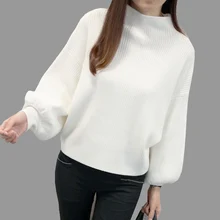 Women Sweaters Fashion Turtleneck Batwing Sleeve Wool Pullovers Loose Knitted Spring Sweater Female Jumper Pull Black White 2019 Women Sweaters Fashion Turtleneck Batwing Sleeve Wool Pullovers Loose Knitted Spring Sweater Female Jumper Pull Black White 2019