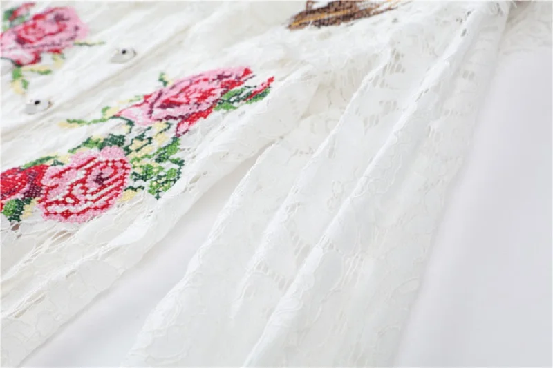 Летняя богемная белая кружевная блузка, женская рубашка, подиумная дизайнерская Цветочная вышивка, оборки, женские цветочные топы, блузы, одежда