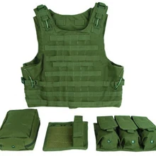 Тактический Охота MOLLE жилет нейлон прочный Airsoft Стрельба Военная Униформа штурма армии Стальная проволока Жилет w/тройной подсумок