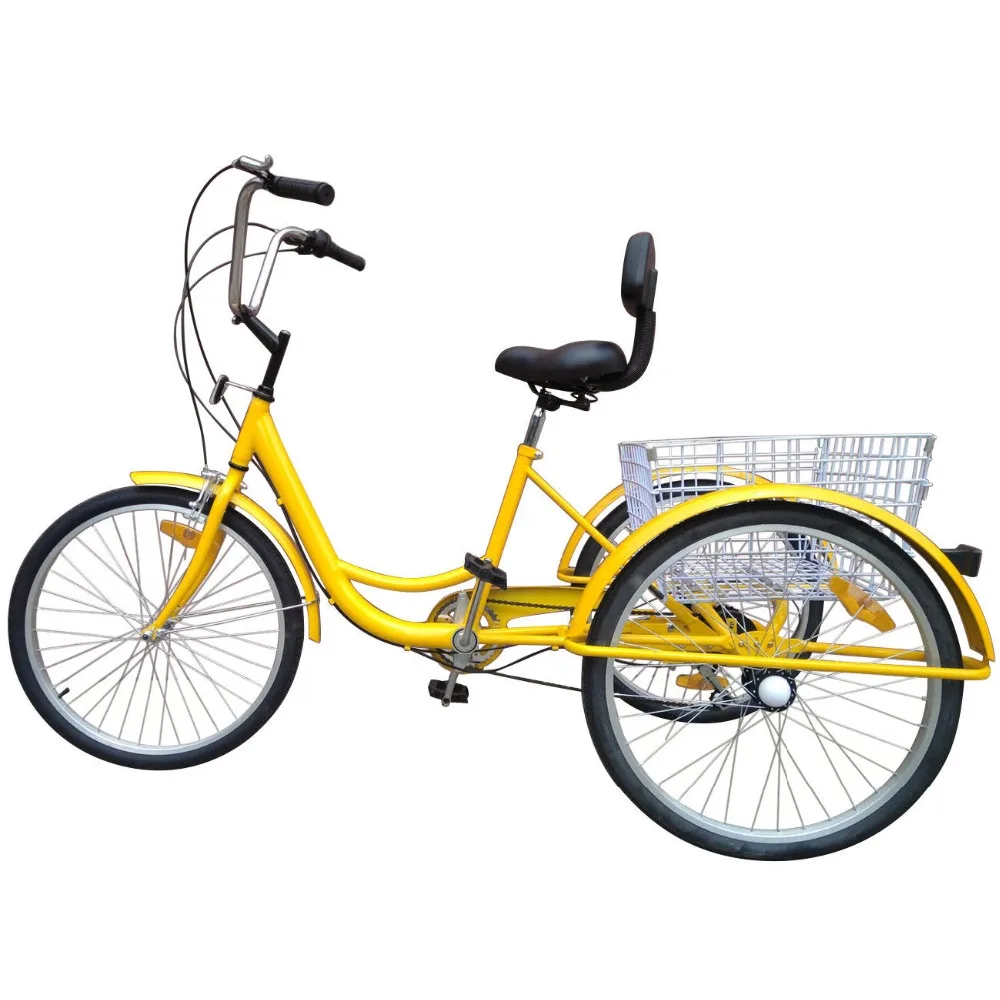 2019 Promotion  Russia Shippment 3-Wheel Adult 24" Tricycle Bike Bicycle Trike Cruise 6-Speed W/ Basket