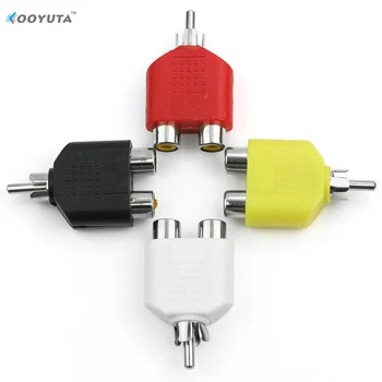

New 4 x RCA Jack Y Splitter Plug Adapter 1 Male to 2 Female For Audio Video AV TV Cable Converter Durable