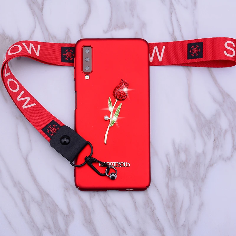 Розовый чехол с ремешком на запястье для телефона Samsung Galaxy A51 A71 S8 S9 S10 S20 Plus J4 J8 A9 A10