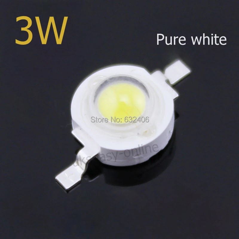 

50PCS Taiwan. Epistar 3W High Power LED Chip, Pure white, 270LM (not contain the PCB Heat Sink)