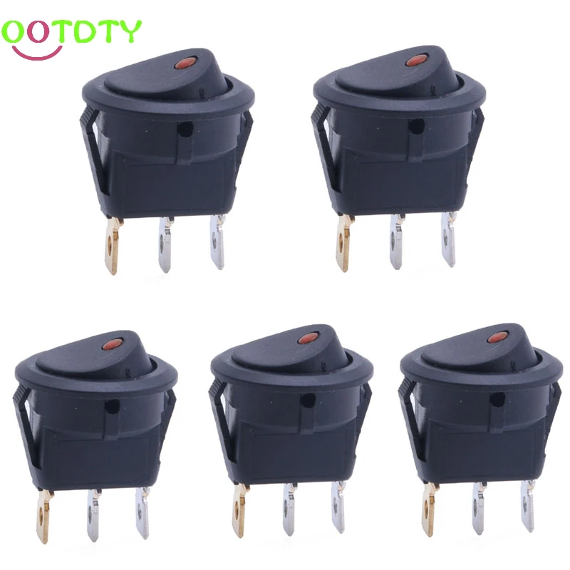 

5Pcs 12V Car Round Rocker Dot Boat Red LED Light Toggle ON/OFF Switch