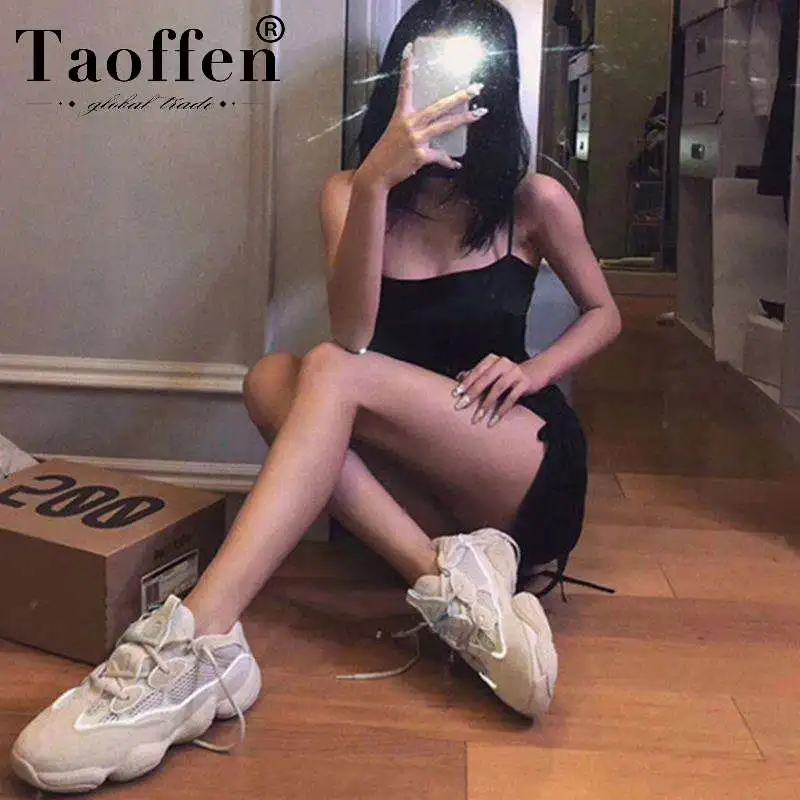 

Taoffen Ins Hot 2019 Real Leather 5 Colors Vulcanized Shoes Women Air Cushion Cross Strap Sneakers Vulcanized Shoes Size 35-43