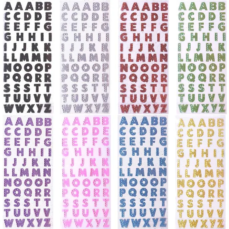 

2sheet 26 English Letter alphabet PVC Shine Sticker For DIY Handmade Scrapbooking Sticker Decoration Kids Diary Gift Stickers