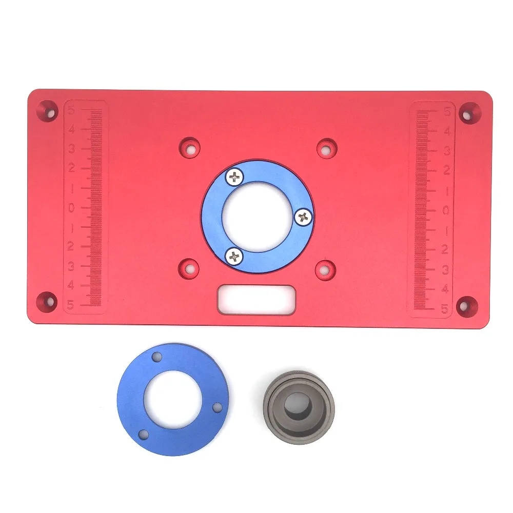 Aluminum Router Table Insert Plate with 2Pcs Insert Ring for Woodworking Bench Tools Wood Router Table
