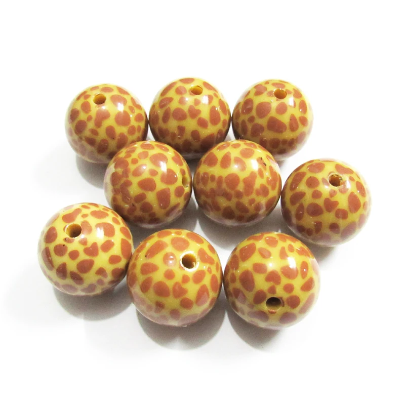 

Newest 20mm 100pcs/lot Chunky Acrylic Yellow Leopard printed Beads