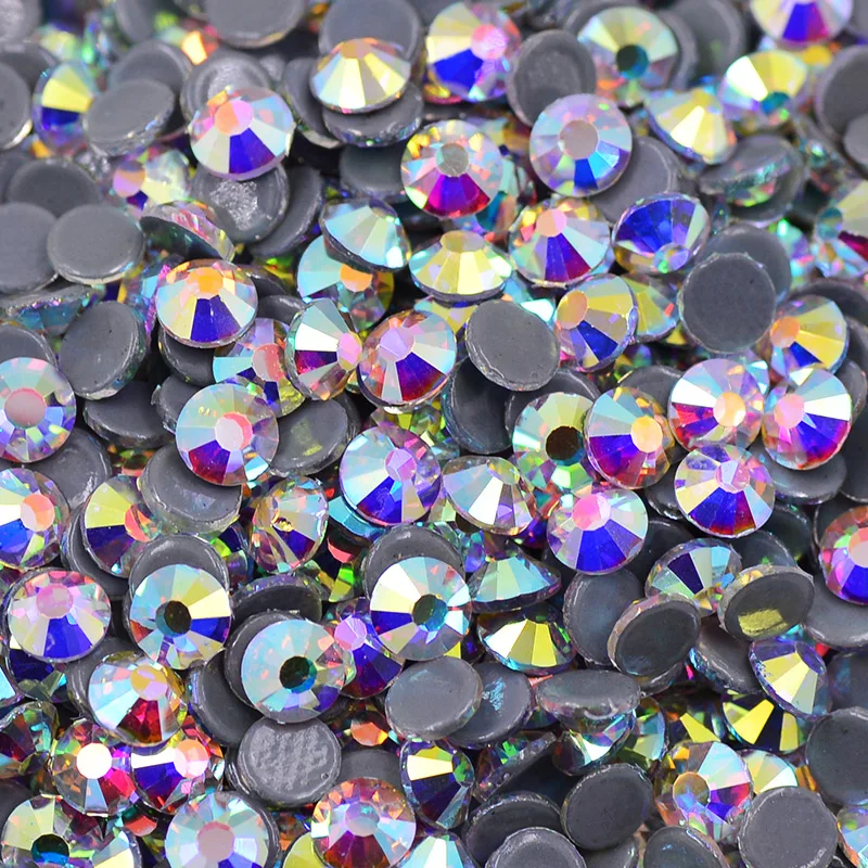 AAAAA-SS-4-6-10-16-20-30-Crystal-AB-Glass-Hotfix-Rhinestones-Hot-Fix-Iron