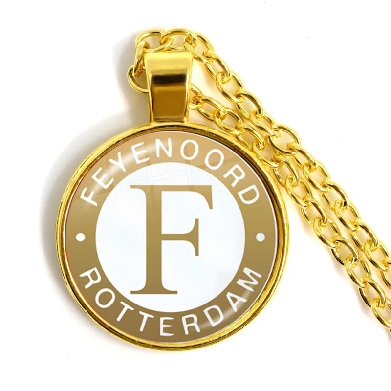 Feyenoord Роттердамский стеклянный ожерелье с кабошоном футбольные лиги логотип футбольный клубный кулон ожерелье для женщин мужчин фанатов подарок - Окраска металла: 14