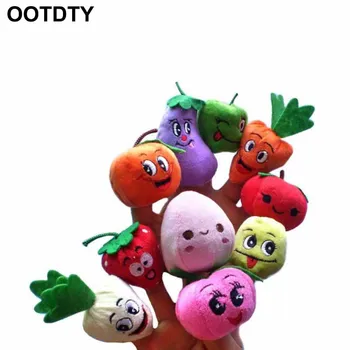 

10Pcs Cartoon Vegetable Fruit Dolls Finger Puppets Set Mini Plush Baby Boys Girls Story Telling Hand Cloth Doll Educational Toys