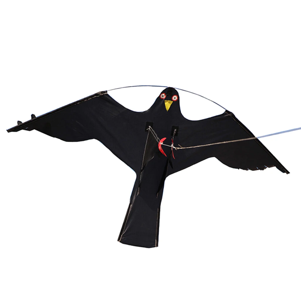 2x #2 Large Hawk Kite Scarecrow Decoy Bird Scarer Deterrent Protect Farmers Crops Outdoor Kids Toys Black Kites Windsock