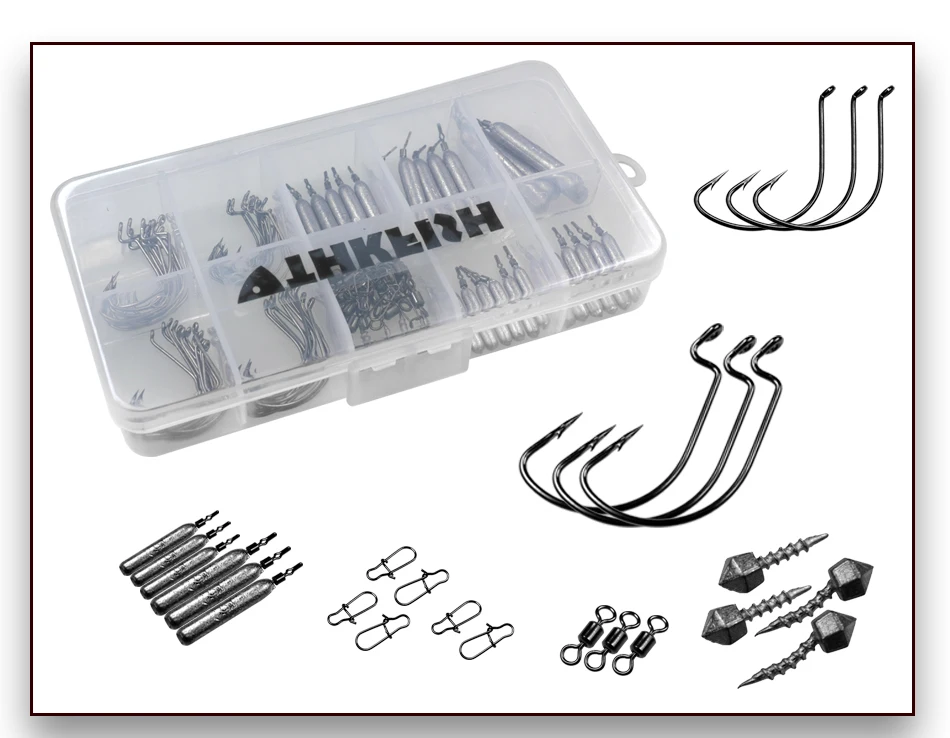 103 шт., коробка для рыболовных снастей, Швабра, рыболовные аксессуары со смещенными крючками, свинцовый рыболовный крючок для ловли басов