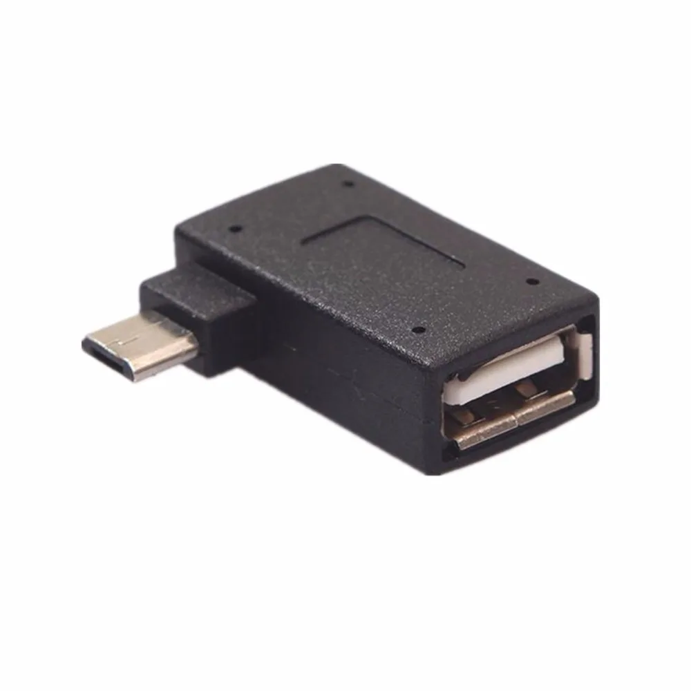 Левый угол USB 2,0 Micro Мужской к USB Женский адаптер хоста OTG для SamSung i9100 i9300 с функциями питания