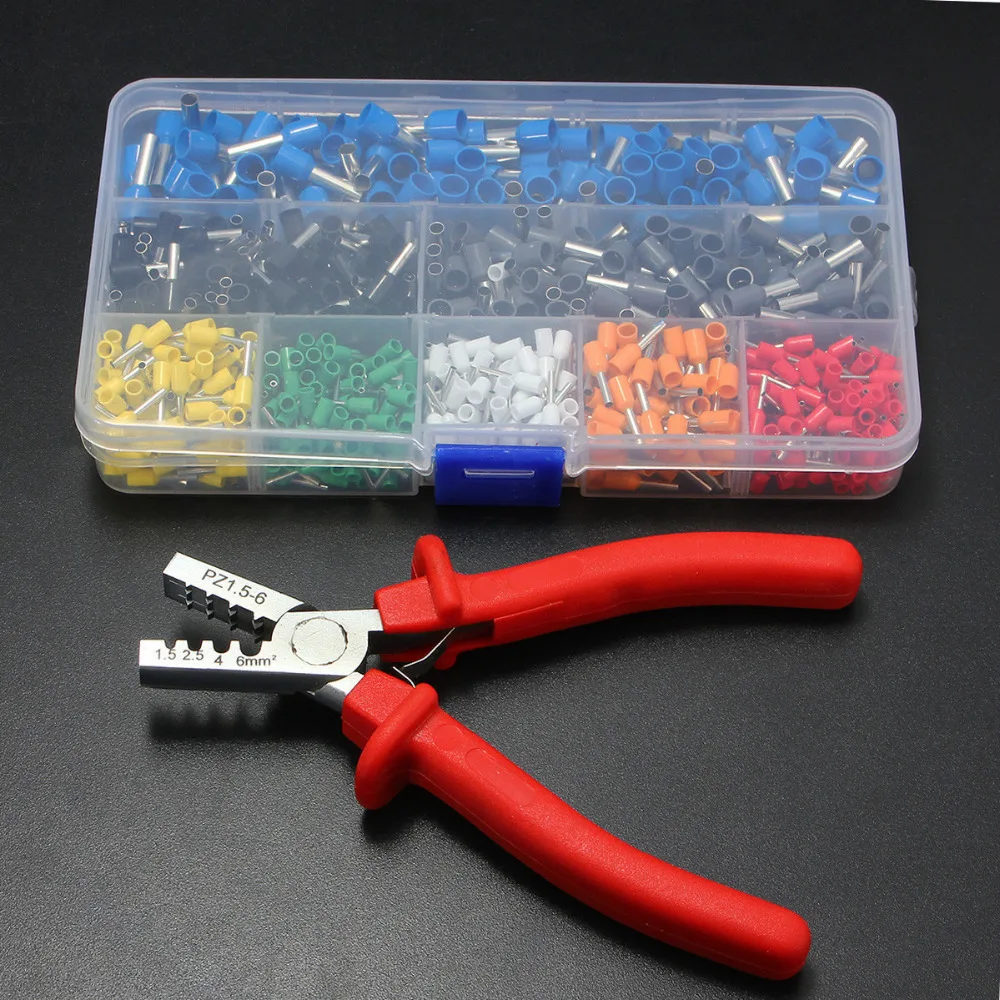 

800pcs/lot Connector Terminal Box Tool Kit 175mm Ferrule Crimper with a Ferrule Crimper Plier