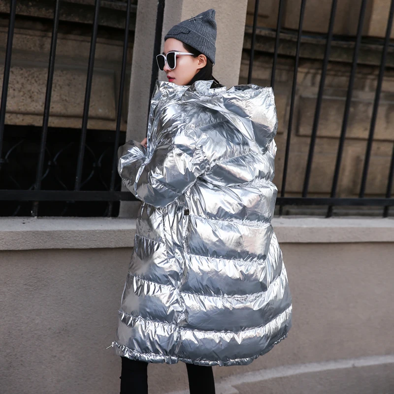 Veste Femme Streetwear Manteau Brillant Rembourré Vestes Fille Parka Capuche Surdimensionné Hiver Nouveau 2019 Femmes Sustans Argent À De Nouvelle Yf7v6ygb