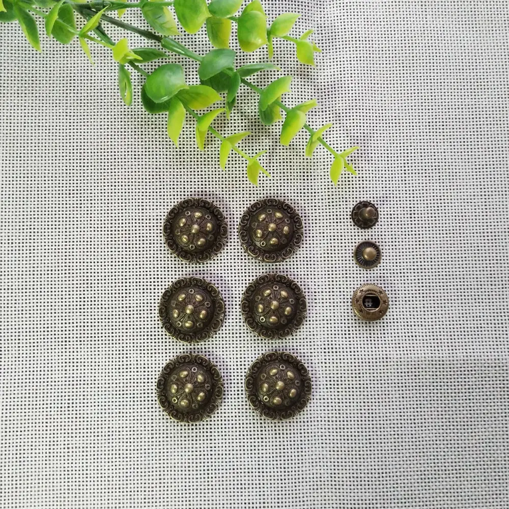 

6sets Zinc Alloy Snap Fastener Press Stud Sewing Leather Combined Button For Clothes Garment Bag DIY Craft Decoration 25mm