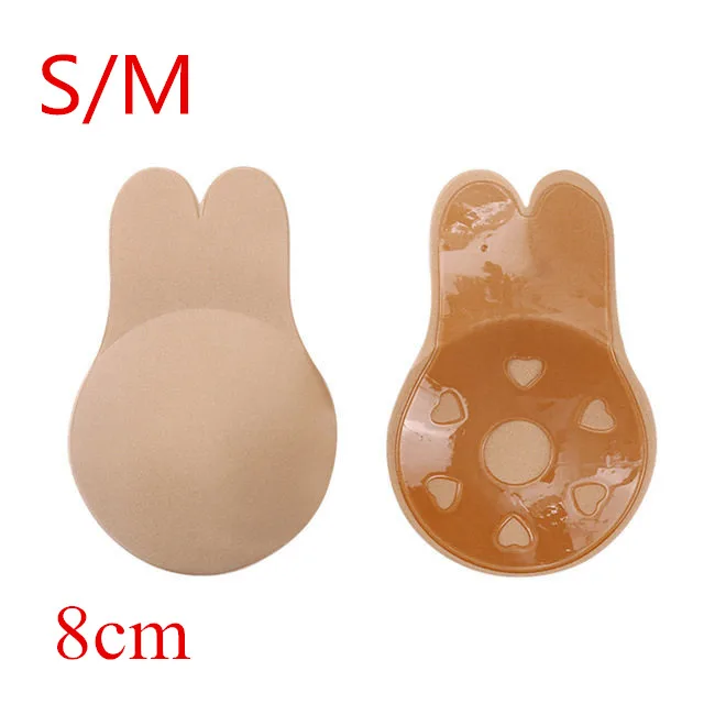 Invisible Push Up Bra Reusable Strapless Adhesive Bra Women Breast Petals Nipple Cover Self Adhesive Silicone Sticky Rabbit Bras - Цвет: beige 8cm