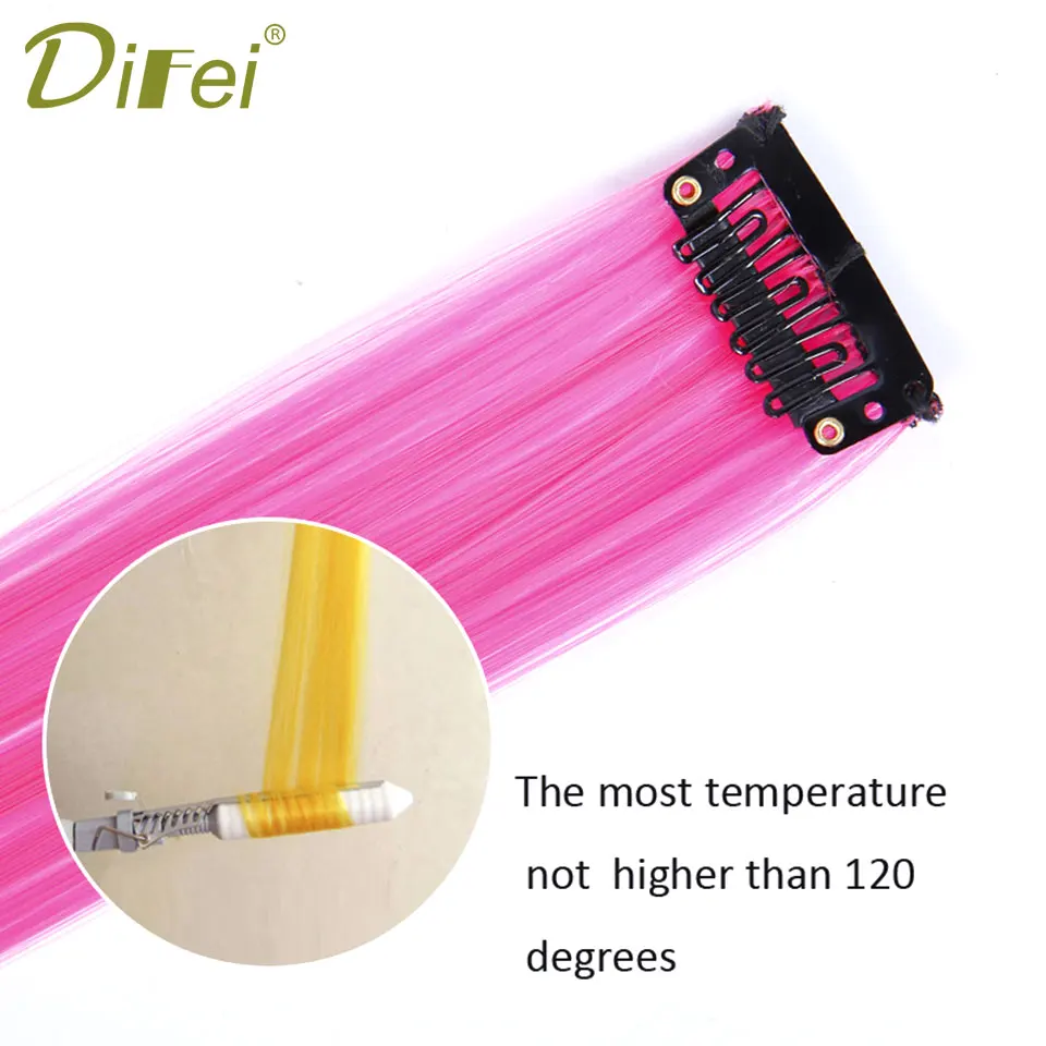 DIFEI Long Synthetic Hair Extensions for Women Girls Clip In One Piece Straight Hair Pieces Pink Blue Purple DIFEI Long Synthetic Hair Extensions for Women Girls Clip In One Piece Straight Hair Pieces Pink Blue Purple