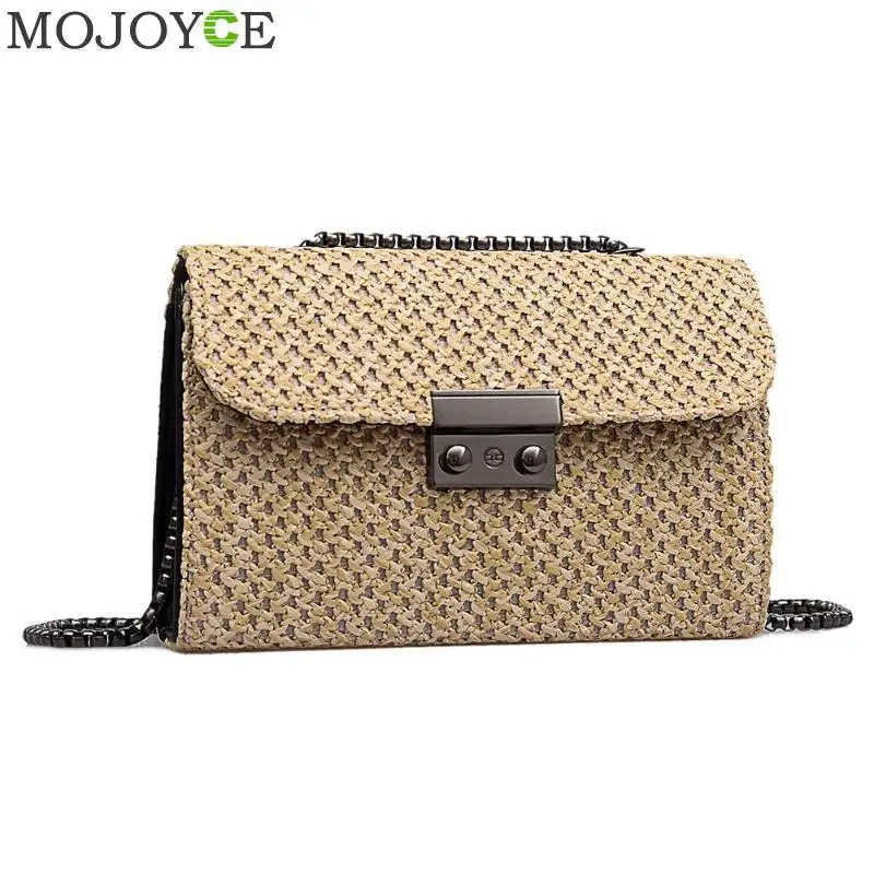 

Straw Bags for Women 2019 Shoulder Messenger Handbags Women Chain Flip Small Square Box Bags