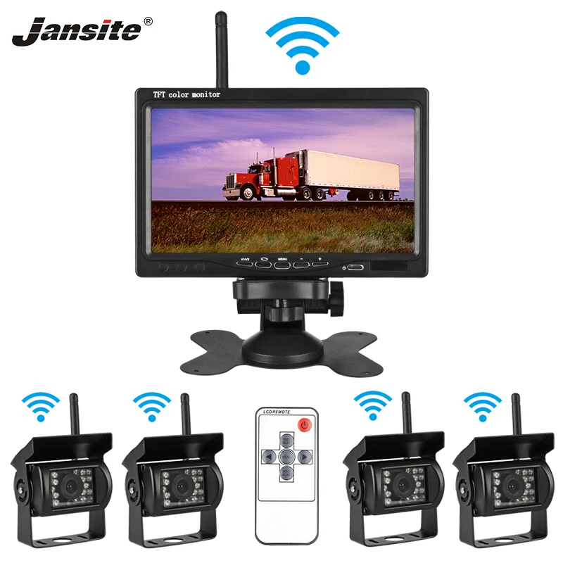 

Jansite 7" TFT LCD Wireless HD Car Monitor Display Cameras Reverse Camera Parking System for Waterproof Car Rear view Monitors