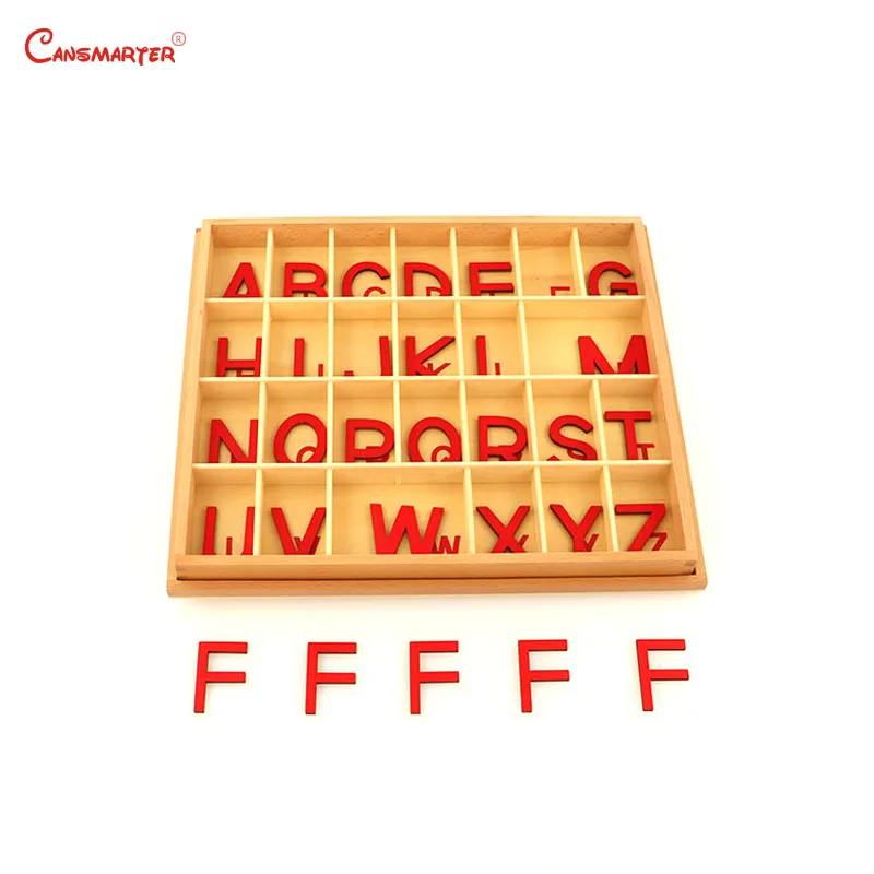 Montessori Language Toys Exercise Large Movable Alphabet Capital Box Preschool Teaching Kids Educational Toy Beech Wood