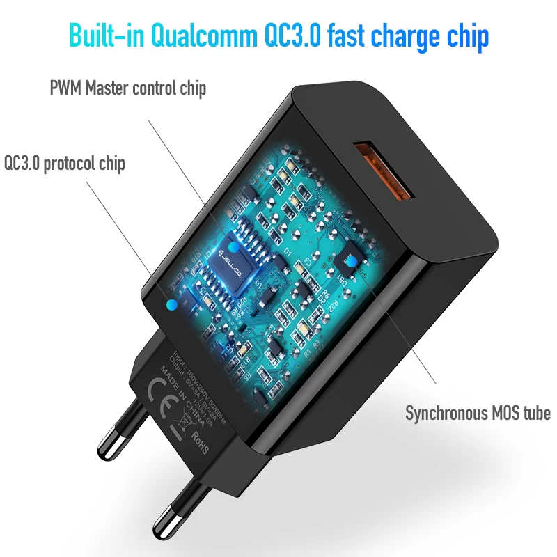 ROCK Quick Charge 3,0 USB QC3.0 настенное зарядное устройство для мобильного телефона Быстрая зарядка USB зарядное устройство 18 Вт для iphone samsung Xiaomi huawei