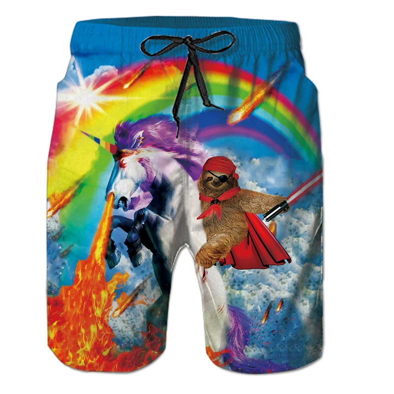 Мужские Гавайские единороги, одна деталь, аниме, шорты с принтом, мужские s Slim Fit Camisa Masculina, Летние Гавайские шорты, повседневные мужские шорты с цветочным принтом