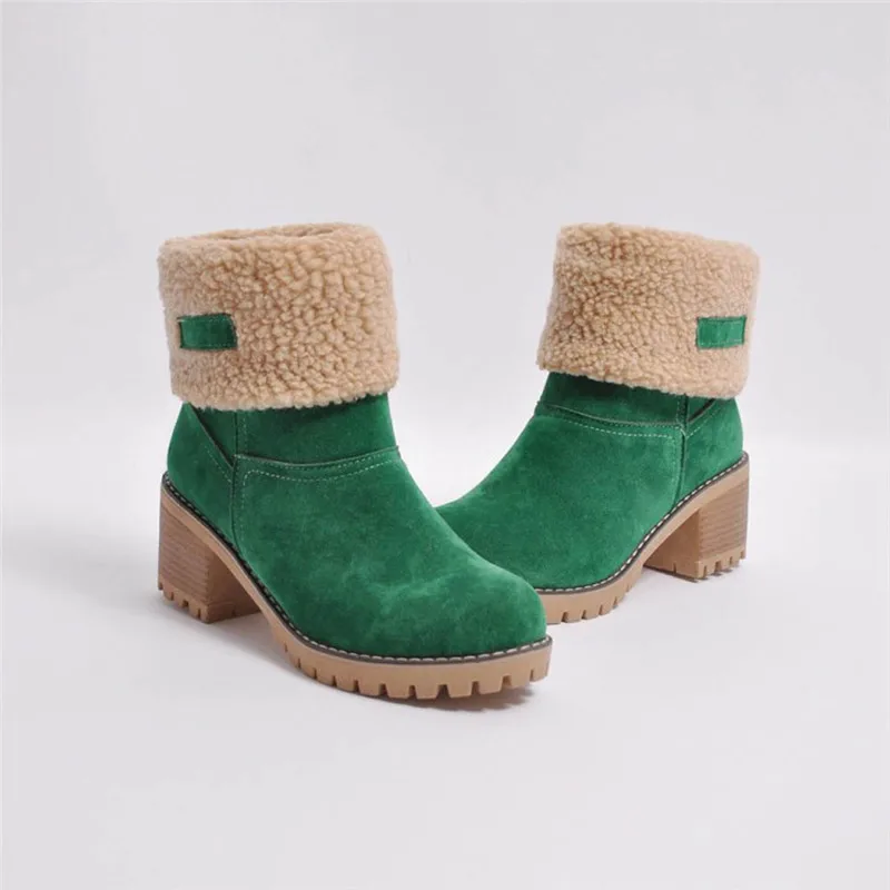 Горячая Распродажа; zapatos de hombre; ботинки; женская зимняя обувь; теплые ботинки из флока; повседневные зимние ботинки; короткие ботинки; botas mujer - Цвет: Зеленый