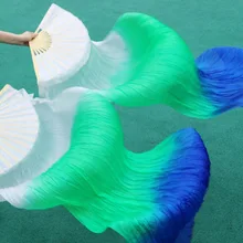 Женский Высокое качество китайский шелк вуали танец вентиляторы пара Поклонники танца живота дешевые шелк горячая распродажа белый+ зеленый Королевский синий