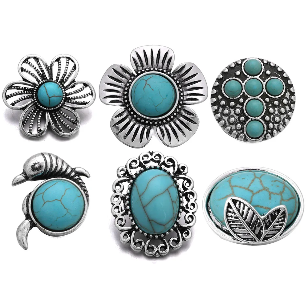 10pcs/lot Wholesale Mixed Vintage 18mm Snap Jewelry Imitation Natural