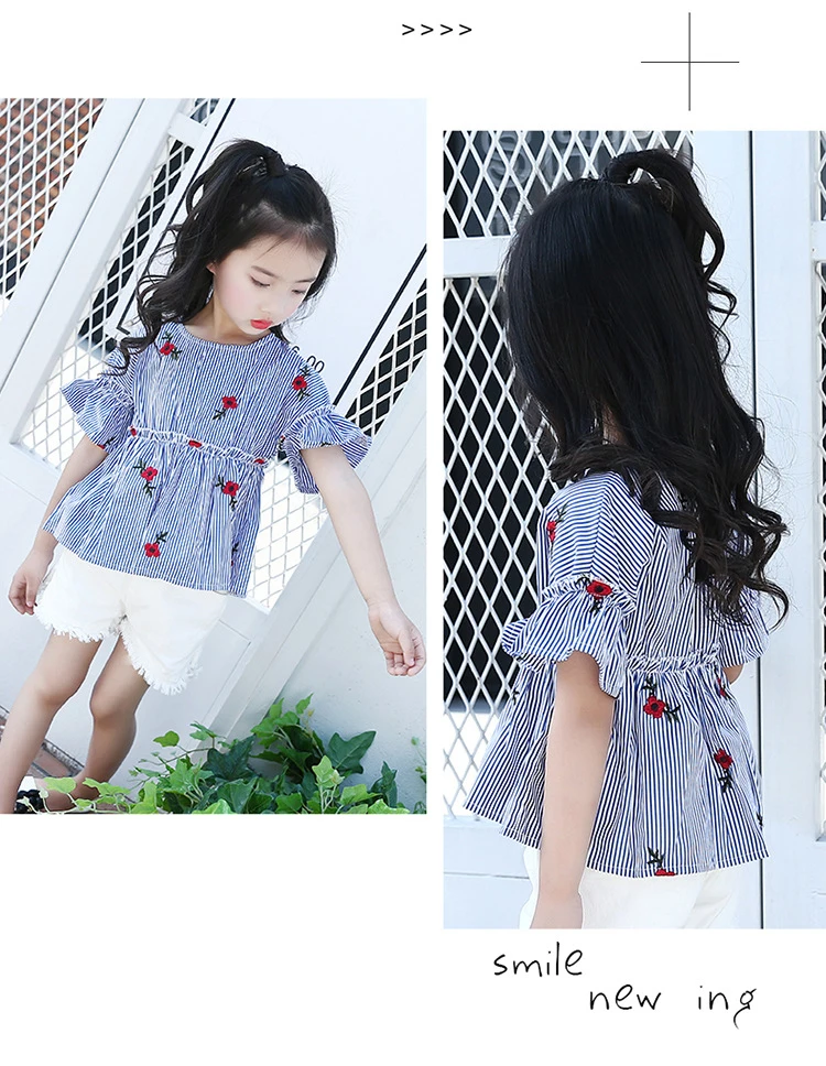Children's T-shirt Girls Baby Summer Cute style Beautiful girl chiffon Printed loose T-shirt top for angel kids clothes (8)
