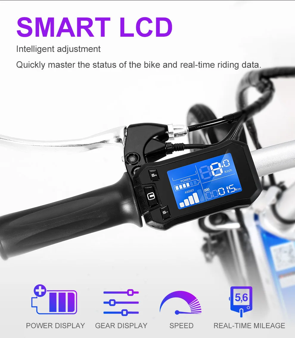 Top 20inch electric bicycle 48V240W folding electric mountain bike hidden lithium battery in frame mini city ebike 5